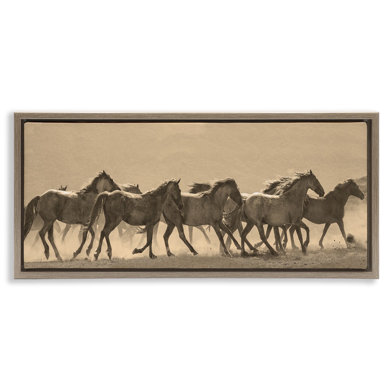 Stupell Industries Western Horses Gallop Floater Framed Canvas Wall Art Design by JG Studio